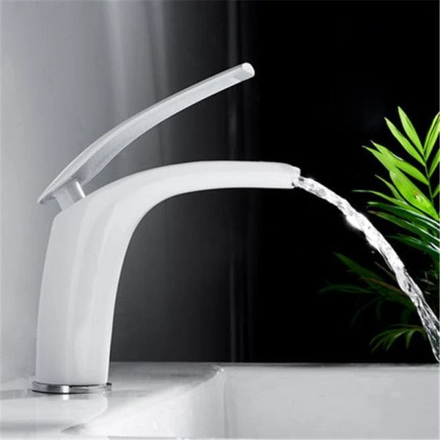 Bathroom Basin Tap White and Black Solid Brass Sink Mixer Tap -Bathlova