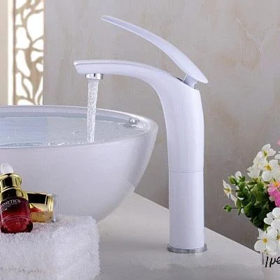 Bathroom Basin Tap White and Black Solid Brass Sink Mixer Tap -Bathlova