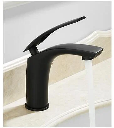 Bathroom Basin Tap White and Black Solid Brass Sink Mixer Tap -Bathlova