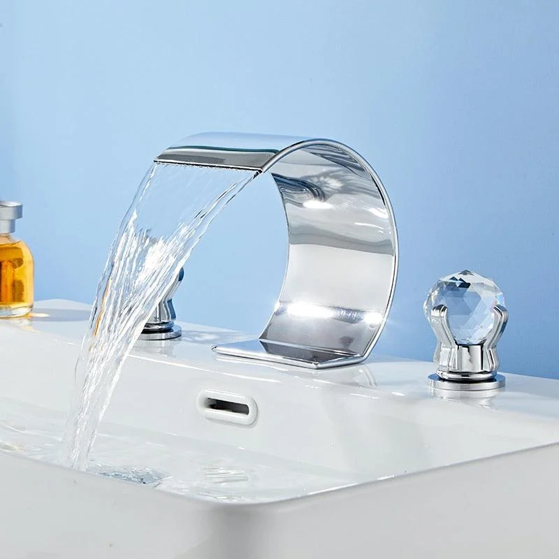 Bathroom Basin Tap With Crystal Ball Switch Waterfall Basin Tap -Bathlova