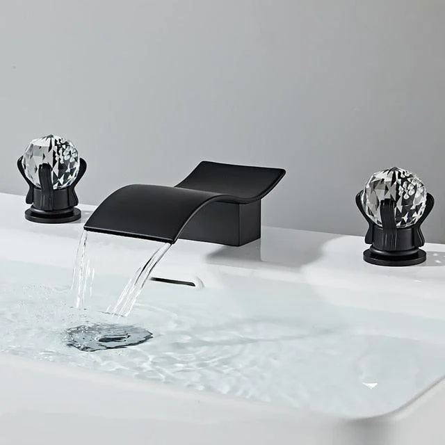 Bathroom Basin Tap With Crystal Ball Switch Waterfall Basin Tap -Bathlova