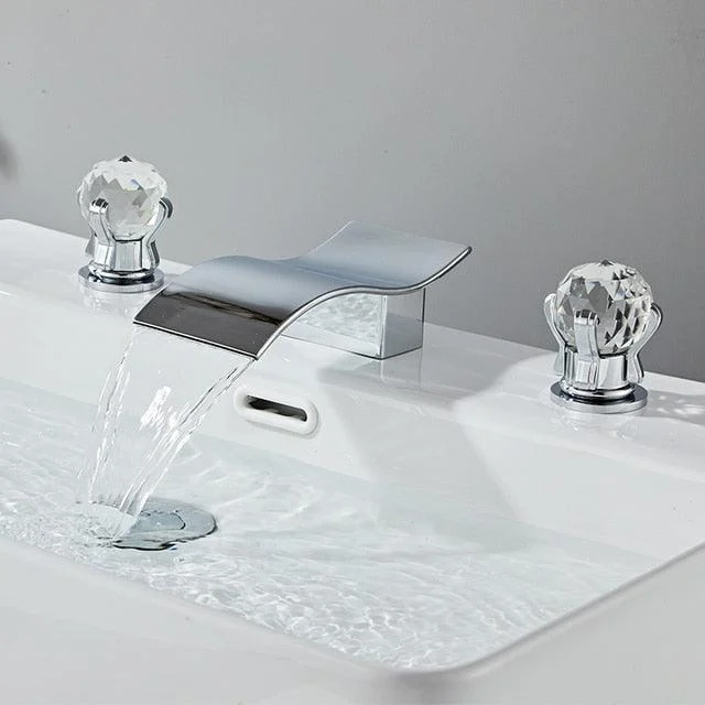 Bathroom Basin Tap With Crystal Ball Switch Waterfall Basin Tap -Bathlova