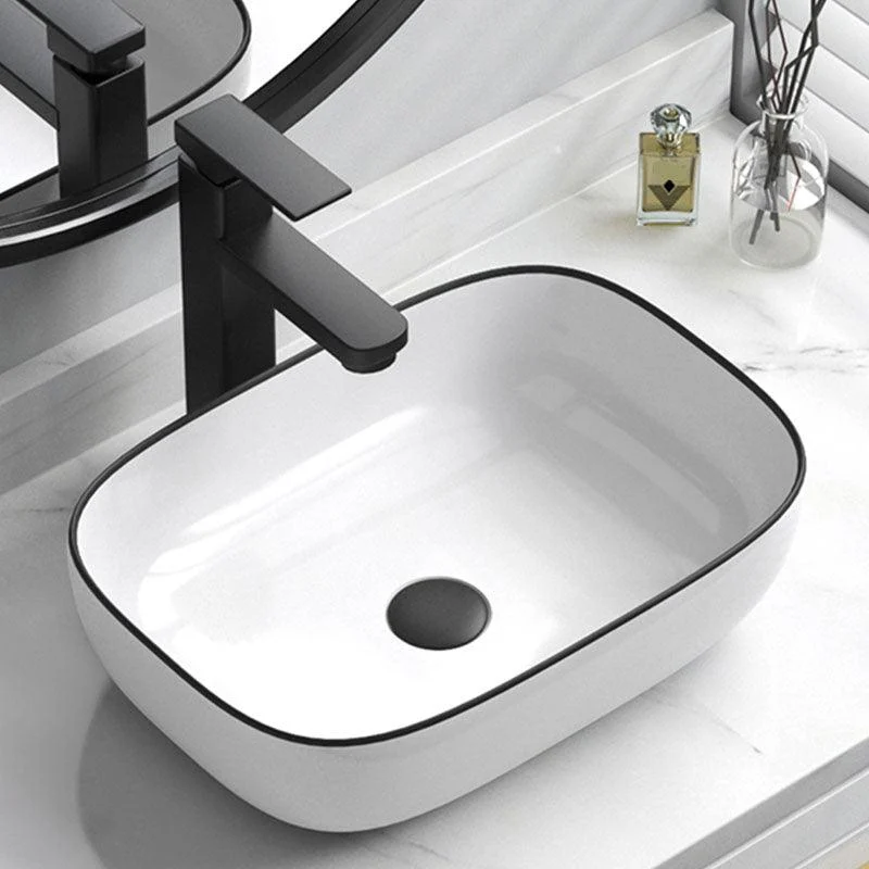 Bathroom Ceramic Sink Rectangular Rod Single Handle Tap Sink -Bathlova