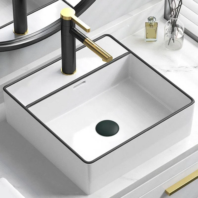 Bathroom Ceramic Sink Rectangular Rod Single Handle Tap Sink -Bathlova