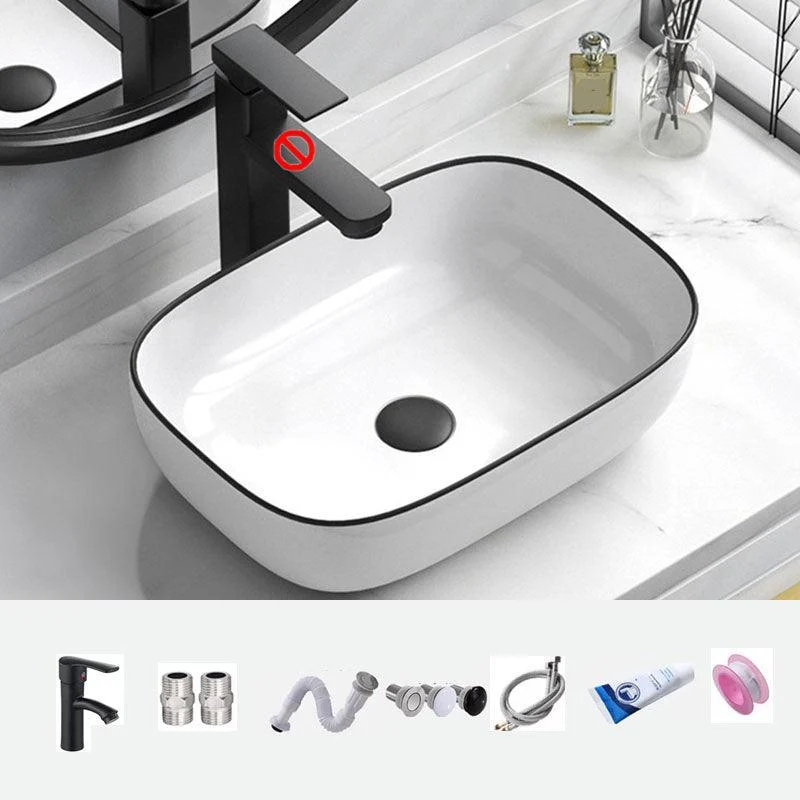 Bathroom Ceramic Sink Rectangular Rod Single Handle Tap Sink -Bathlova