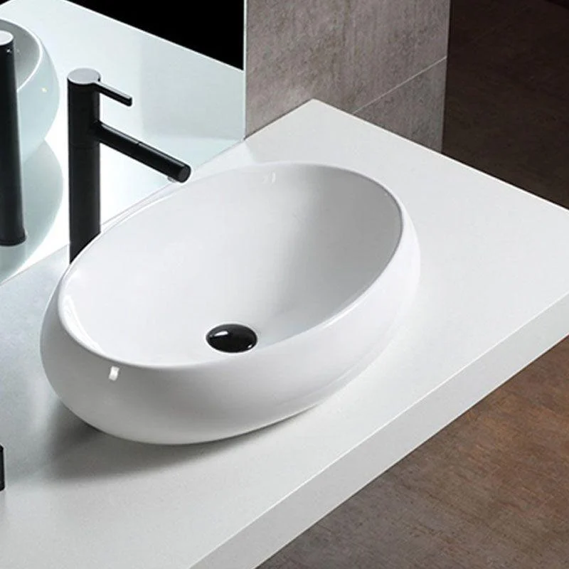 Bathroom Ceramic Sink Round Rod Handle Anti-spill Modern Tap Sink -Bathlova