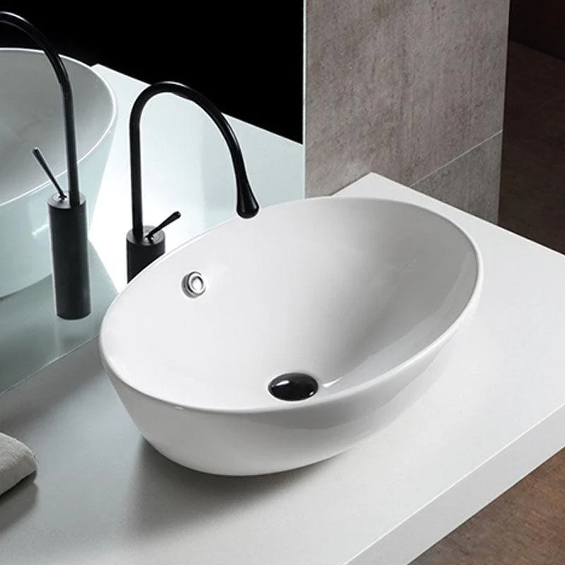 Bathroom Ceramic Sink Round Rod Handle Anti-spill Modern Tap Sink -Bathlova