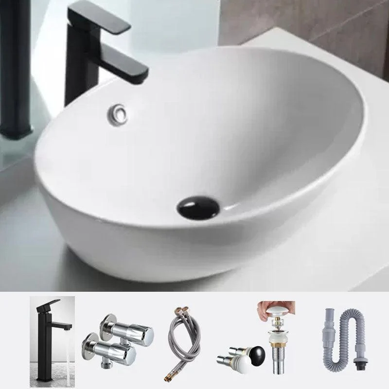 Bathroom Ceramic Sink Round Rod Handle Anti-spill Modern Tap Sink -Bathlova