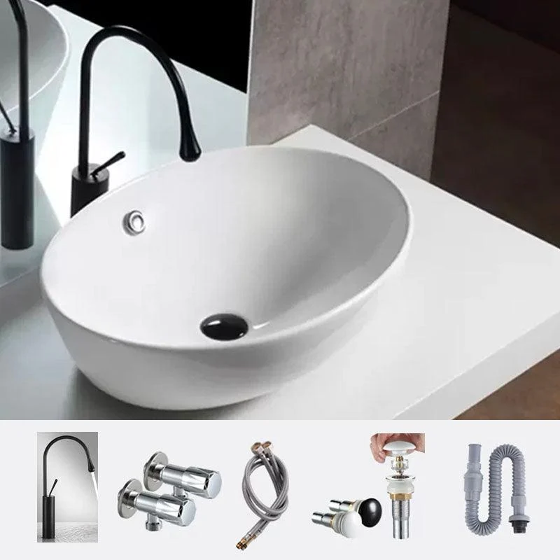 Bathroom Ceramic Sink Round Rod Handle Anti-spill Modern Tap Sink -Bathlova