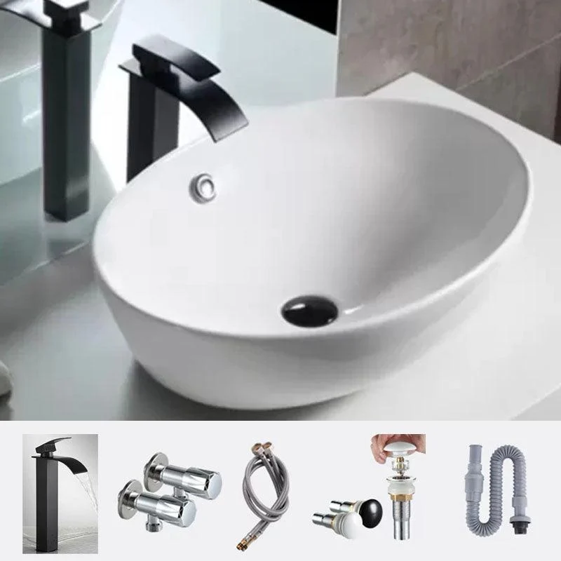 Bathroom Ceramic Sink Round Rod Handle Anti-spill Modern Tap Sink -Bathlova