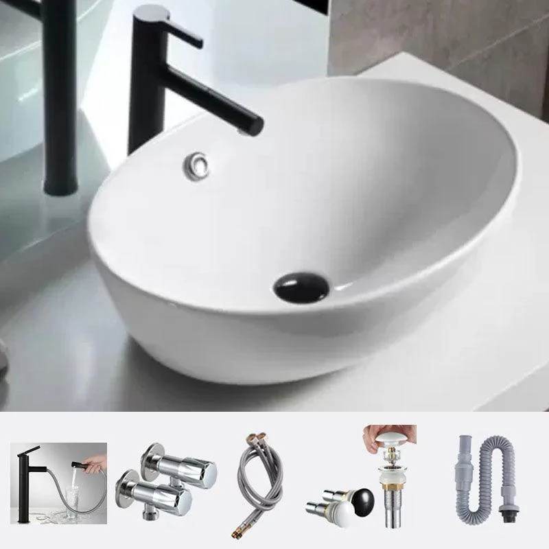 Bathroom Ceramic Sink Round Rod Handle Anti-spill Modern Tap Sink -Bathlova