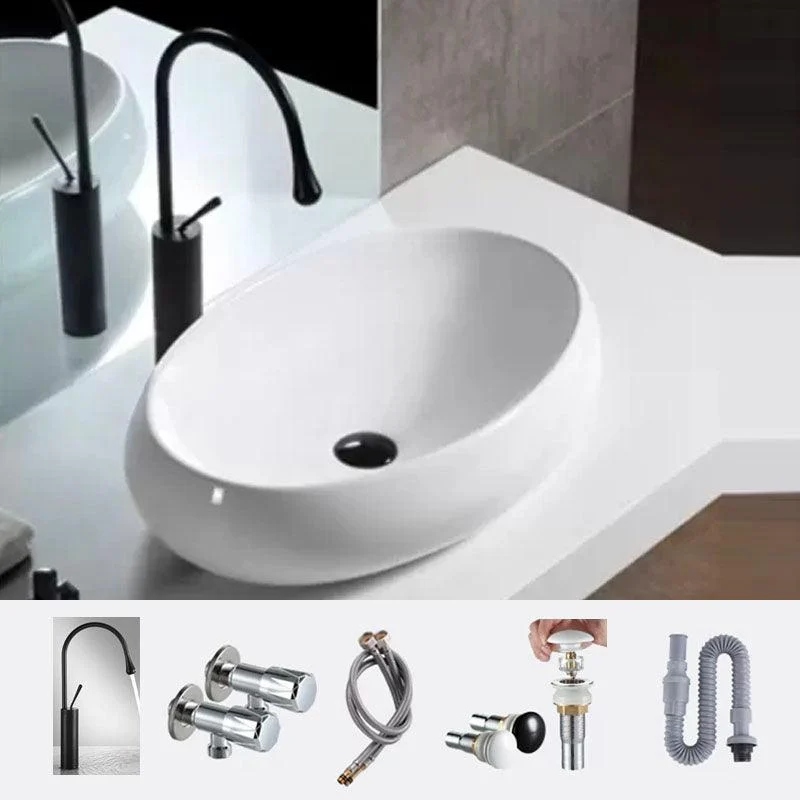 Bathroom Ceramic Sink Round Rod Handle Anti-spill Modern Tap Sink -Bathlova