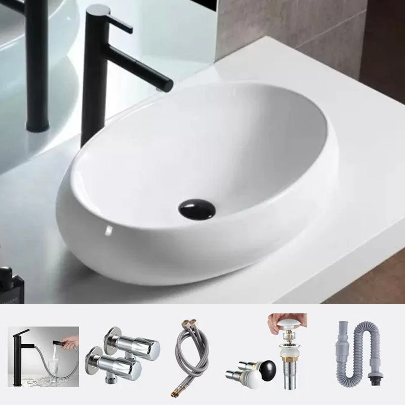 Bathroom Ceramic Sink Round Rod Handle Anti-spill Modern Tap Sink -Bathlova