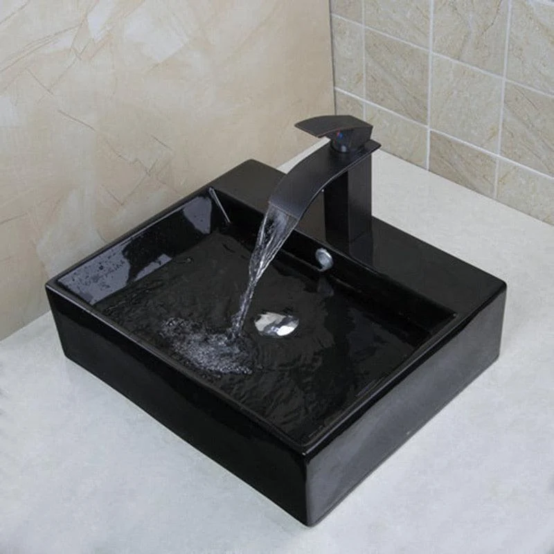 Bathroom Ceramic Sink Washbasin Ceramic Waterfall Small Basin Tap -Bathlova