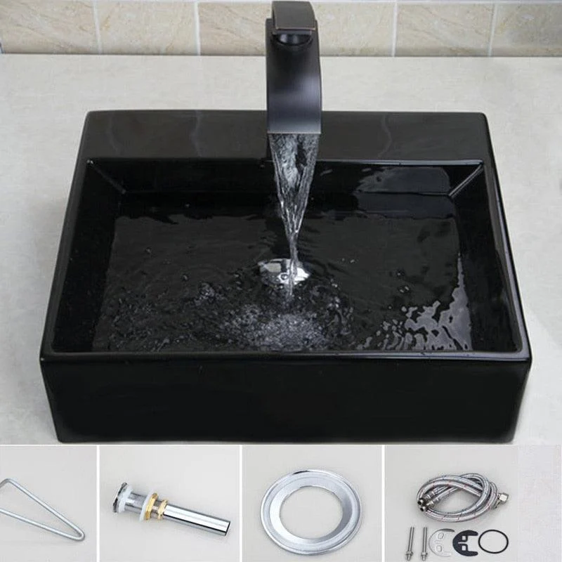 Bathroom Ceramic Sink Washbasin Ceramic Waterfall Small Basin Tap -Bathlova