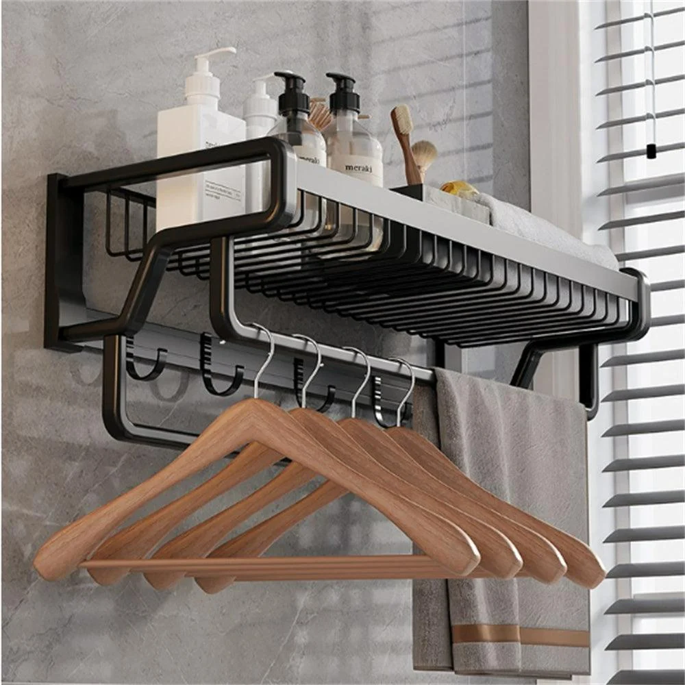 Bathroom Foldable Towel Rack Bar No Drill Bathroom Storage Shelf -Bathlova