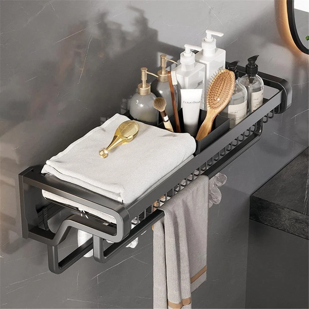 Bathroom Foldable Towel Rack Bar No Drill Bathroom Storage Shelf -Bathlova