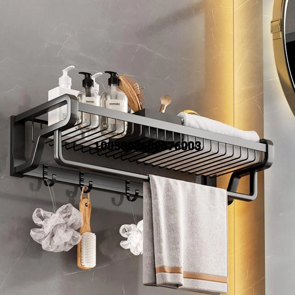 Bathroom Foldable Towel Rack Bar No Drill Bathroom Storage Shelf -Bathlova