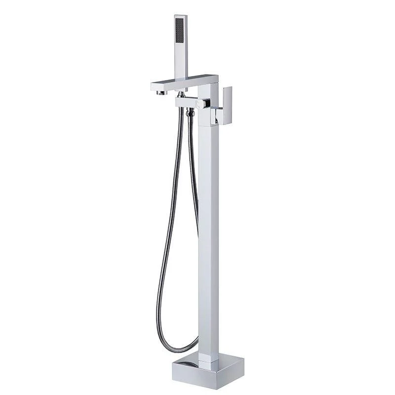 Bathroom Freestanding Tub Filler Floor Mounted One Handle Fixed Tap with Hose -Bathlova