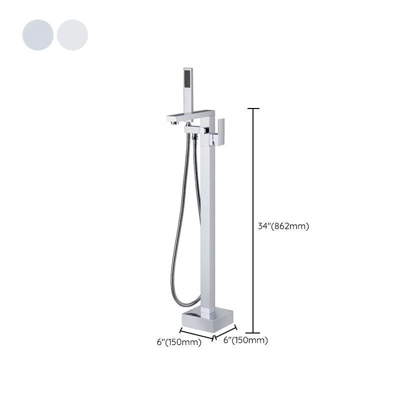 Bathroom Freestanding Tub Filler Floor Mounted One Handle Fixed Tap with Hose -Bathlova