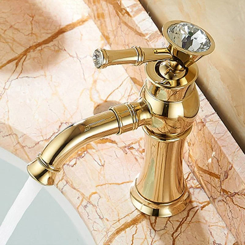 Bathroom Gold Basin Tap Gold Finish Brass Mixer Tap With Ceramic -Bathlova