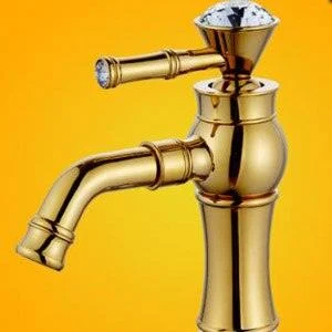 Bathroom Gold Basin Tap Gold Finish Brass Mixer Tap With Ceramic -Bathlova