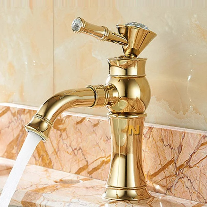 Bathroom Gold Basin Tap Gold Finish Brass Mixer Tap With Ceramic -Bathlova