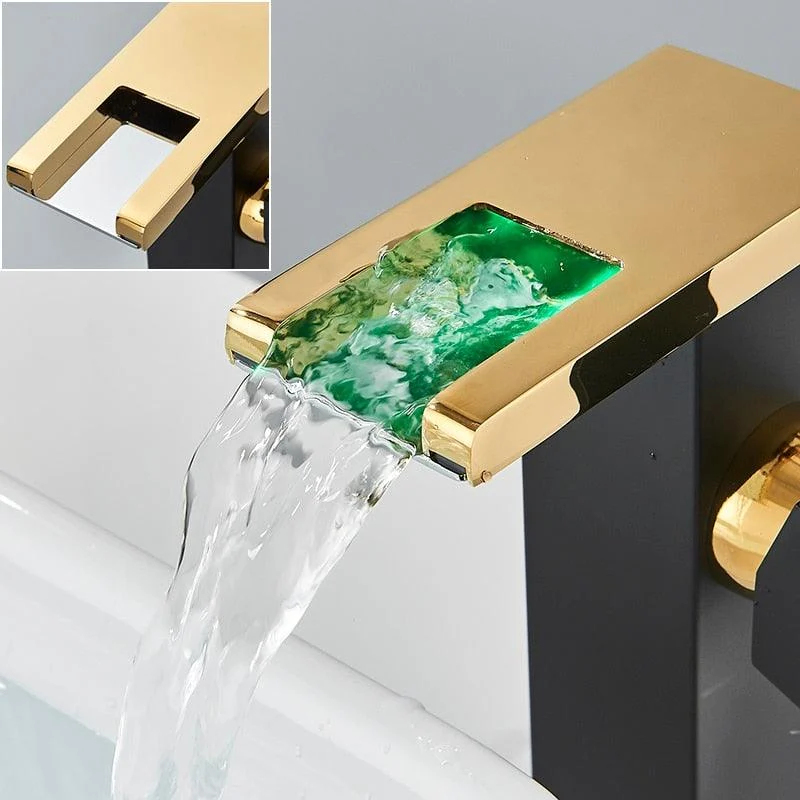 Bathroom LED Basin Sink Tap Color Change Deck Mount Brass Tap -Bathlova