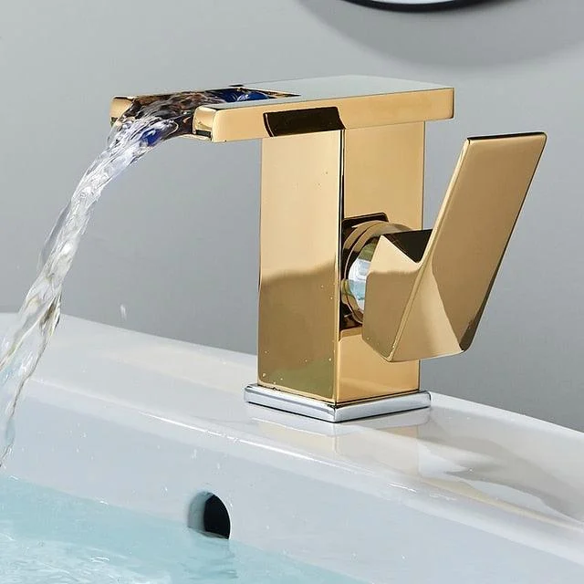 Bathroom LED Basin Sink Tap Color Change Deck Mount Brass Tap -Bathlova