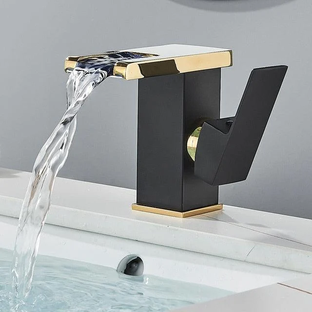 Bathroom LED Basin Sink Tap Color Change Deck Mount Brass Tap -Bathlova