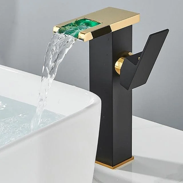 Bathroom LED Basin Sink Tap Color Change Deck Mount Brass Tap -Bathlova