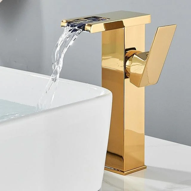 Bathroom LED Basin Sink Tap Color Change Deck Mount Brass Tap -Bathlova