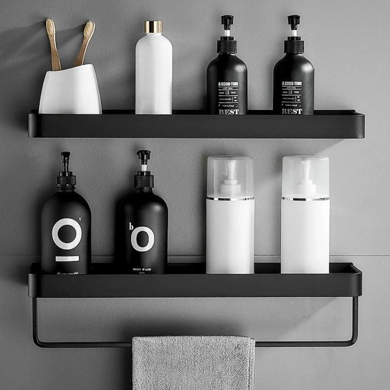 Bathroom Shelf No Drill Shower Storage Rack Black Corner Shelves -Bathlova