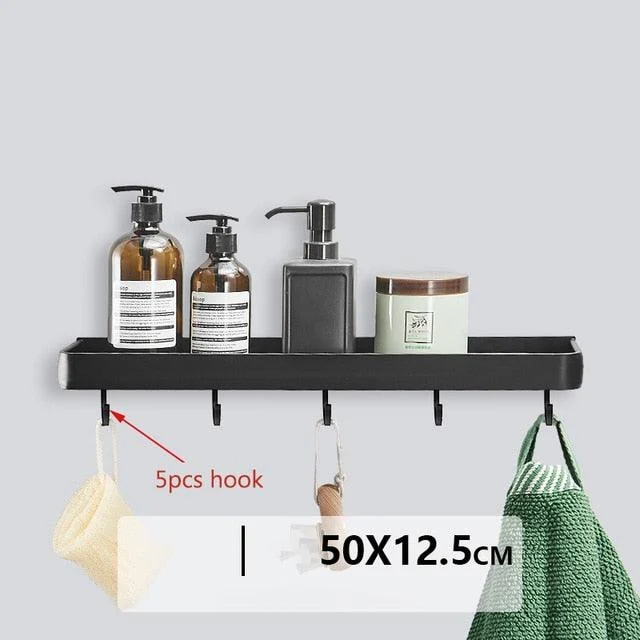 Bathroom Shelf No Drill Shower Storage Rack Black Corner Shelves -Bathlova