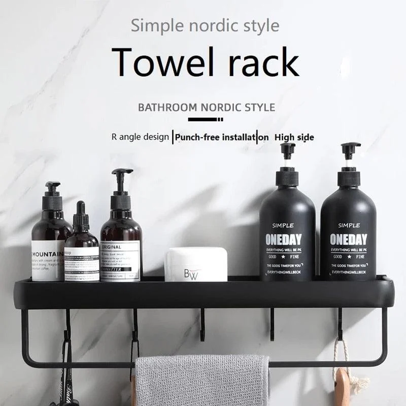 Bathroom Shelf No Drill Shower Storage Rack Black Corner Shelves -Bathlova