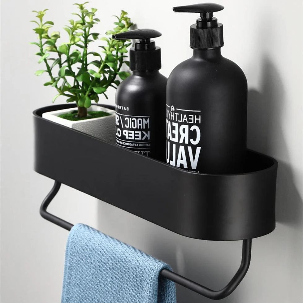 Bathroom Shelf Rack Wall Shelves Towel Holder Black Shower Storage -Bathlova