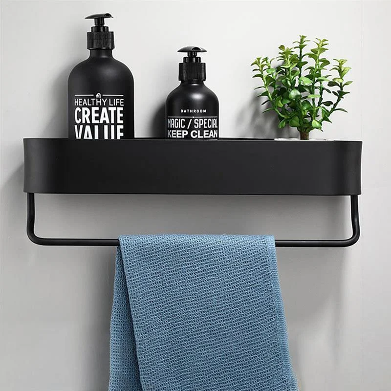 Bathroom Shelf Rack Wall Shelves Towel Holder Black Shower Storage -Bathlova