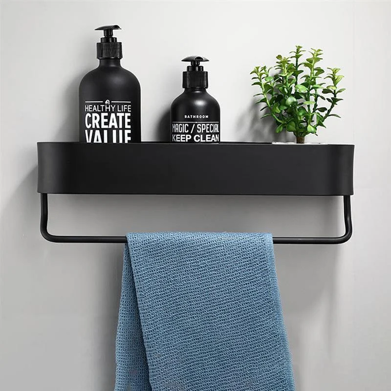 Bathroom Shelf Rack Wall Shelves Towel Holder Black Shower Storage -Bathlova