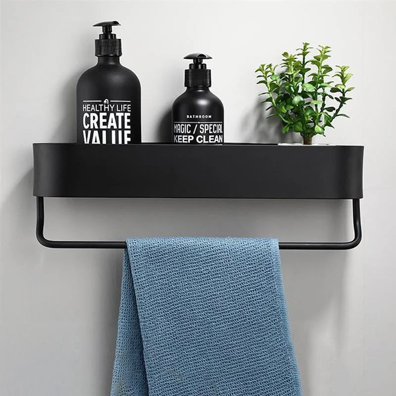 Bathroom Shelf Rack Wall Shelves Towel Holder Black Shower Storage -Bathlova