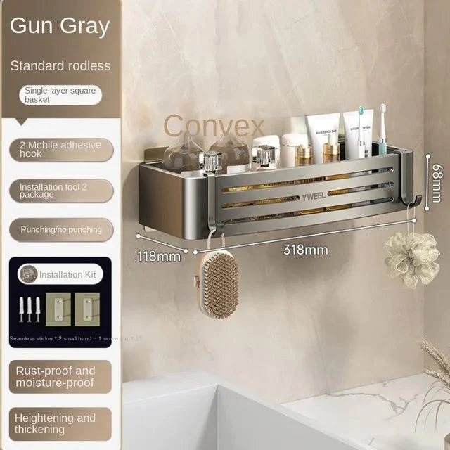 Bathroom Shelves Wall Towel Rack Mounted Shower Caddy With No Drilling -Bathlova