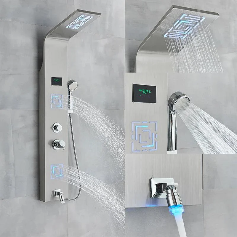 Bathroom Shower Panel LED Waterfall Shower Water Top Spray Temperature -Bathlova