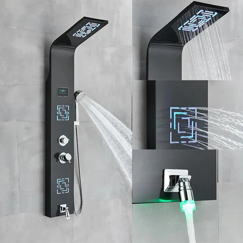 Bathroom Shower Panel LED Waterfall Shower Water Top Spray Temperature -Bathlova