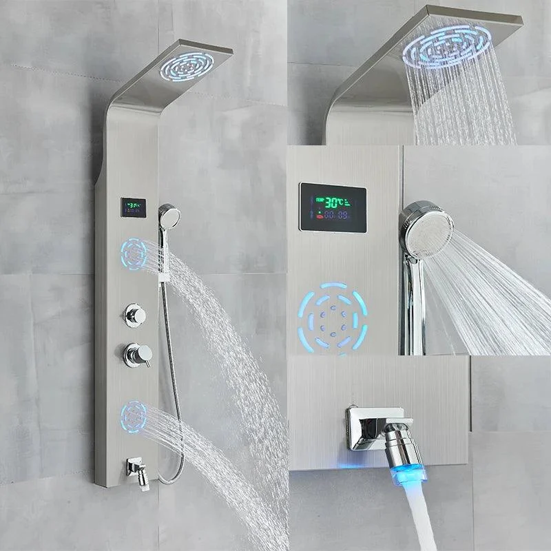 Bathroom Shower Panel LED Waterfall Shower Water Top Spray Temperature -Bathlova