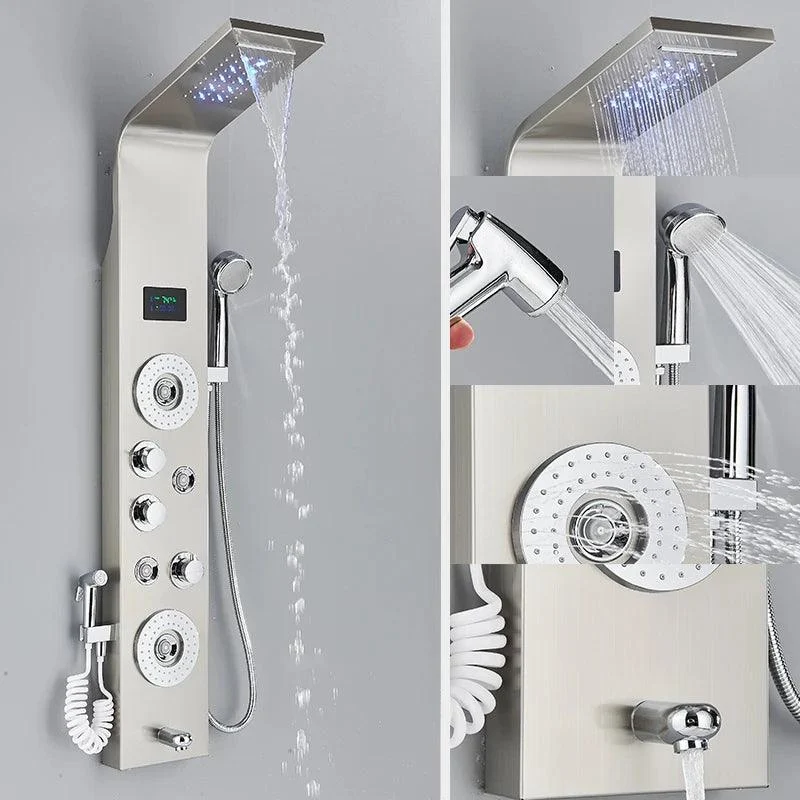 Bathroom Shower Panel LED Waterfall Shower Water Top Spray Temperature -Bathlova