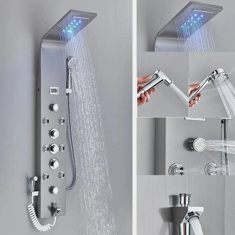 Bathroom Shower Panel LED Waterfall Shower Water Top Spray Temperature -Bathlova