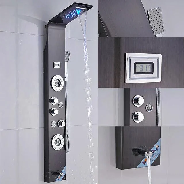 Bathroom Shower Panel LED Waterfall Shower Water Top Spray Temperature -Bathlova