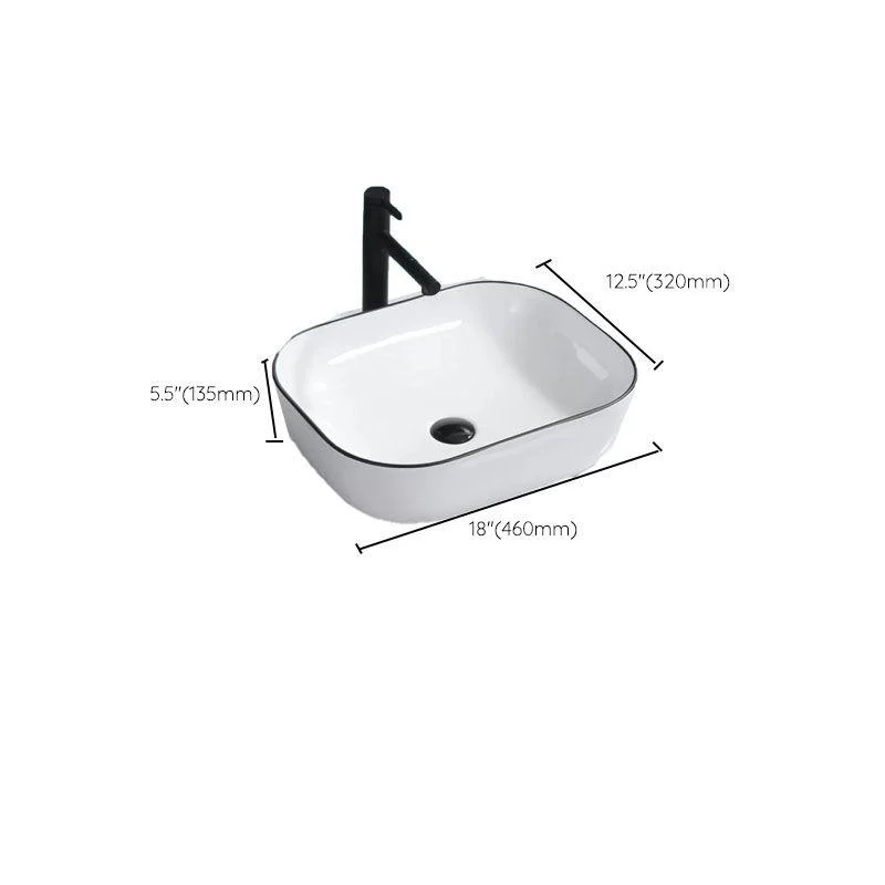 Bathroom Sink Ceramic Black Edging Anti-spill Rectangular Rod Single Handle Tap Sink -Bathlova