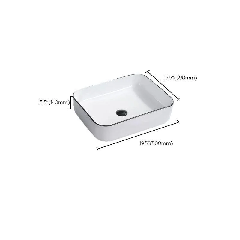 Bathroom Sink Ceramic Black Edging Anti-spill Rectangular Rod Single Handle Tap Sink -Bathlova