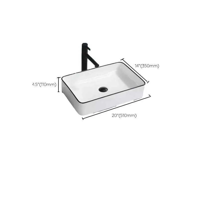 Bathroom Sink Ceramic Black Edging Anti-spill Rectangular Rod Single Handle Tap Sink -Bathlova