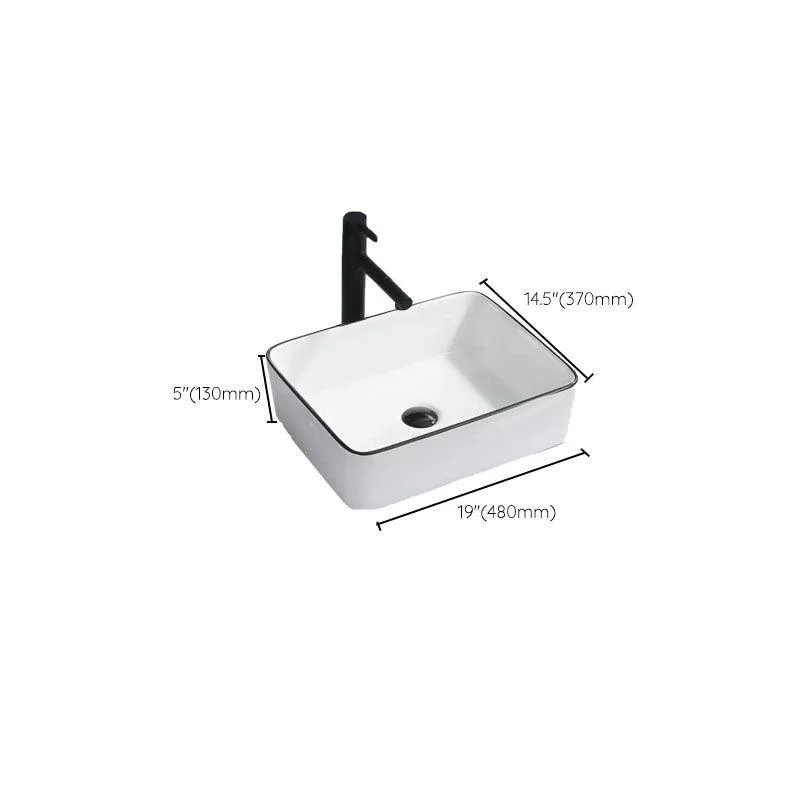 Bathroom Sink Ceramic Black Edging Anti-spill Rectangular Rod Single Handle Tap Sink -Bathlova